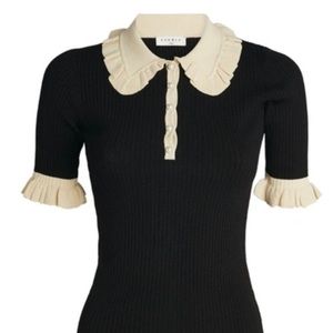 ISO SANDRO Solange Ruffle Peter Pan Collar Knit Top